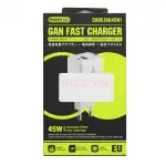 Сетевая зарядка USB/Type-C Remax CA05 (45W/QC4.0/PD/2 порта/GaN) белая