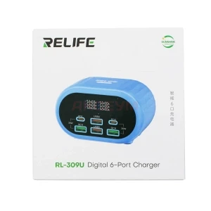 Зарядная станция Relife RL-309U (72W/6 портов/4USB QC3.0/2Type-C PD/LCD)