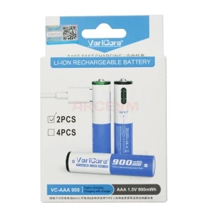Аккумулятор AAA VariCore Li-ion 1.5V 600 mAh (2 шт/перезаряжаемые/зарядка через Type-C)