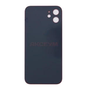 Задняя крышка для iPhone 12 (стекло/узкий вырез под камеру/логотип) красная - Премиум