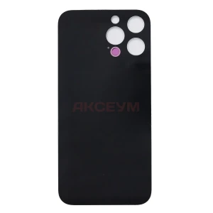 Задняя крышка для iPhone 13 Pro Max (стекло/узкий вырез под камеру/логотип) белая - Премиум