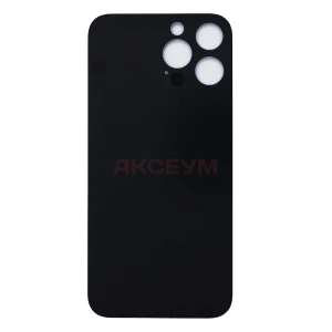 Задняя крышка для iPhone 13 Pro Max (стекло/узкий вырез под камеру/логотип) голубая - Премиум