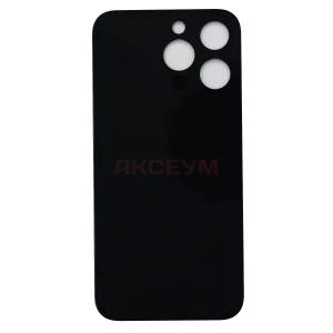 Задняя крышка для iPhone 13 Pro (стекло/узкий вырез под камеру/логотип) серая - Премиум
