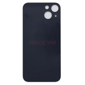 Задняя крышка для iPhone 13 (стекло/узкий вырез под камеру/логотип) белая - Премиум