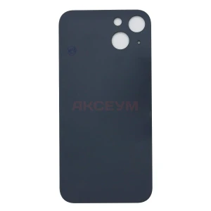 Задняя крышка для iPhone 13 (стекло/узкий вырез под камеру/логотип) зеленая - Премиум