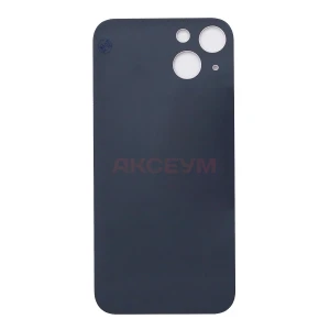 Задняя крышка для iPhone 13 (стекло/узкий вырез под камеру/логотип) розовая - Премиум