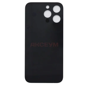Задняя крышка для iPhone 14 Pro Max (стекло/узкий вырез/логотип) темно-фиолетовая - Премиум