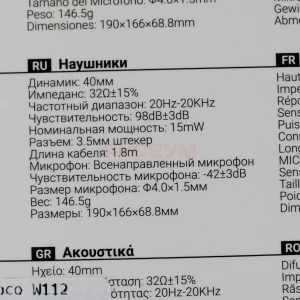 Проводные наушники Hoco W112 (мониторные/накладные) черные
