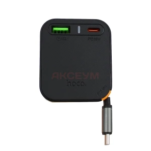Автомобильное зарядное USB/Type-C Hoco NZ18 (65W/QC3.0/PD/1Type-C/1USB/кабель Type-C) черное