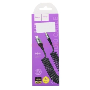 Кабель AUX 3.5 мм Jack - Lightning Hoco UPA33A (1.5 м) черный