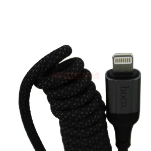 Кабель USB - Lightning Hoco X121 (2.4А/1.5 м/пружина) черный