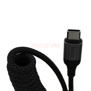 Кабель USB - Type-C Hoco X121 (3A/1.5 м/пружина) черный
