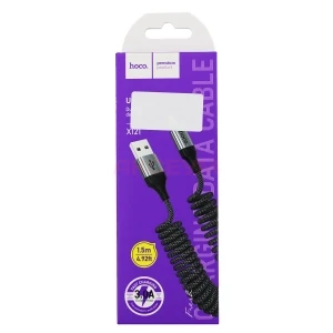 Кабель USB - Type-C Hoco X121 (3A/1.5 м/пружина) черный