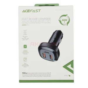 Автомобильное зарядное USB/Type-C Acefast B9 (66W/QC3.0/PD/1Type-C/2USB) черное