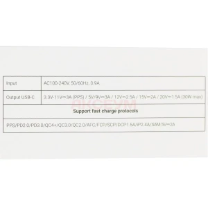 Сетевая зарядка Type-C Acefast A102 (30W/PD/GaN) черная