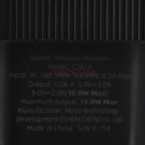 Сетевая зарядка USB Hoco CS81A (18W/QС3.0/с дисплеем) черная