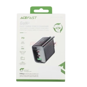 Сетевая зарядка USB/Type-C Acefast A108 (67W/PD/3 порта/GaN) черная