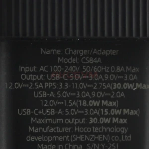 Сетевая зарядка USB/Type-C Hoco CS84A (30W/QC3.0/PD/2 порта/с дисплеем) черная