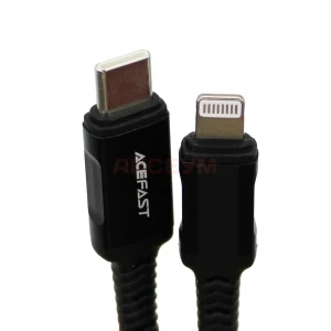 Кабель Type-C - Lightning Acefast C1-01 (3A/30W/PD/MFI/оплетка нейлон/1.2 м) черный
