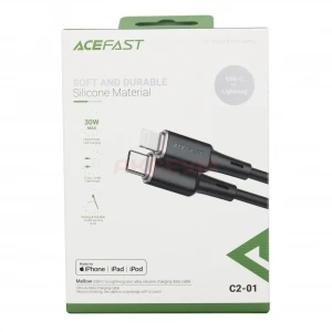 Кабель Type-C - Lightning Acefast C2-01 (3A/30W/PD/MFI/оплетка силикон/1.2 м) черный