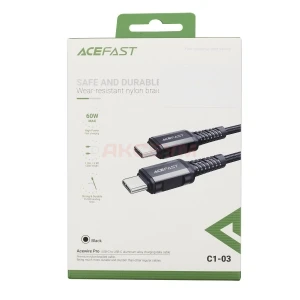 Кабель Type-C - Type-C Acefast C1-03 (3A/60W/PD/оплетка нейлон/1.2 м) черный