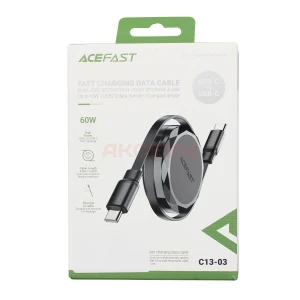 Кабель Type-C - Type-C Acefast С13-03 (3A/60W/PD/0.8 м/двойное втягивание) черный