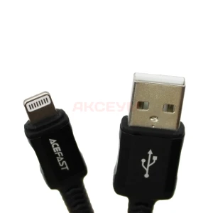 Кабель USB - Lightning Acefast C1-02 (2.4A/MFI/оплетка нейлон/1.2 м) черный