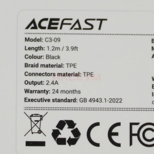 Кабель USB - MicroUSB Acefast C3-09 (2.4А/1.2 м) черный