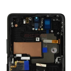 Дисплей с рамкой для Samsung Galaxy S21 Ultra (G998B) большой экран/120 Гц (черный) - Soft OLED