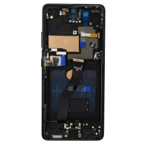 Дисплей с рамкой для Samsung Galaxy S21 Ultra (G998B) большой экран/120 Гц (черный) - Soft OLED