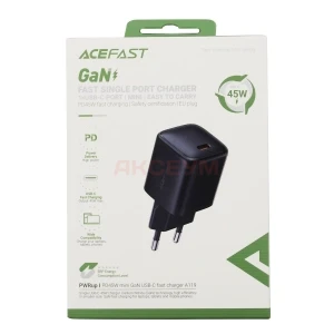 Сетевое зарядное устройство Type-C Acefast A119 (45W, PD, AVS, mini GaN) черное