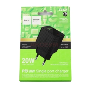 Сетевое зарядное устройство Type-C Hoco CS82A (20W, PD, с дисплеем) черное