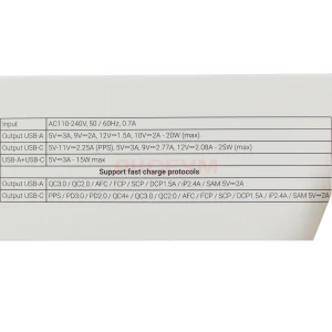 Сетевое зарядное устройство USB/Type-C Acefast A114 (25W, QC3.0, PD, 2 порта, GaN, с дисплеем) черное