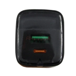 Сетевое зарядное устройство USB/Type-C Acefast A114 (25W, QC3.0, PD, 2 порта, GaN, с дисплеем) черное
