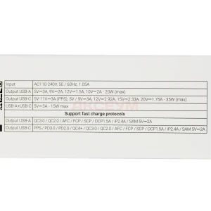 Сетевое зарядное устройство USB/Type-C Acefast A116 (35W, QC3.0, PD, 2 порта, GaN, с дисплеем) черное