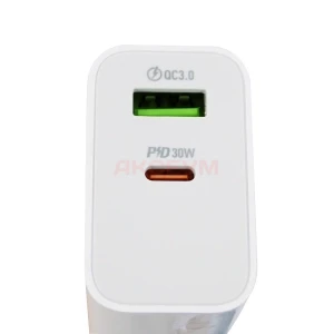 Сетевое зарядное устройство USB/Type-C Borofone BA108A (30W, QС3.0, PD, 2 порта) белое
