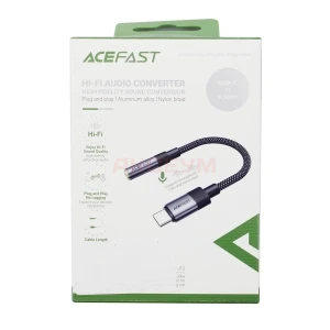 Адаптер Type-C - 3.5 мм Jack Acefast J12 (оплетка нейлон) черный