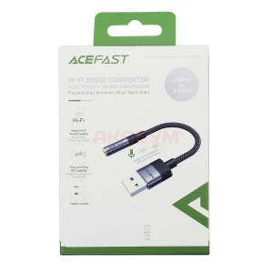 Адаптер USB - 3.5 мм Jack Acefast J13 (оплетка нейлон) черная