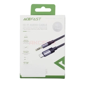 Кабель AUX 3.5 мм Jack - Type-C Acefast J11 (оплетка нейлон) (1 м) Черный