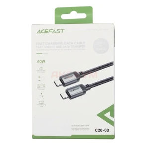 Кабель Type-C - Type-C Acefast C20-03 (3A, 60W, PD, оплетка нейлон, 1.2 м) Черный