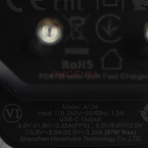 Сетевая зарядка Type-C Acefast A134 (67W/PD/GaN) черная