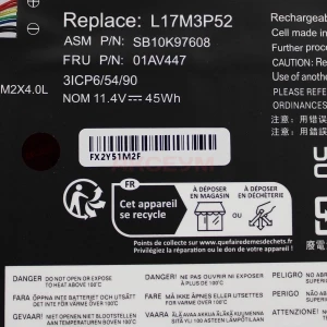 Аккумулятор L17M3P52 для ноутбука Lenovo ThinkPad E480 E485 E495 4000 mAh