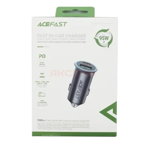 Автомобильное зарядное USB/Type-C Acefast B16 (95W/QC3.0/PD/1Type-C/1USB) серая