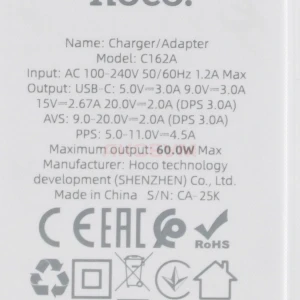 Сетевая зарядка Type-C Hoco C162A (40W/PD) белая