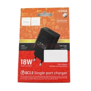 Сетевая зарядка USB Hoco CS92A (18W/QС3.0) черная