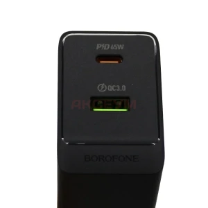 Сетевая зарядка USB/Type-C Borofone BAS17A (65W/QC3.0/PD/2 порта) черная