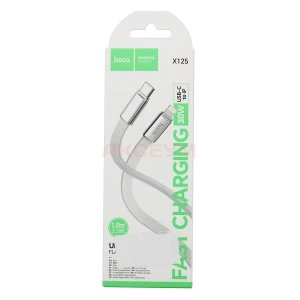 Кабель Type-C - Lightning Hoco X125 (3A/30W/PD/оплетка нейлон) белый