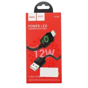 Кабель USB - Lightning Hoco U146 (12W/оплетка нейлон/1.2 м) черный