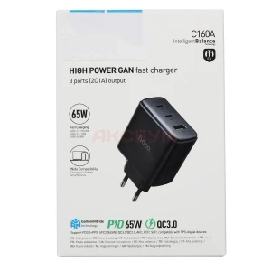 Сетевая зарядка USB/Type-C Hoco C160A (65W/QC3.0/PD/3 порта) черная