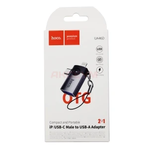 Адаптер Lightning + Type-C - USB Hoco UA46D (серый)